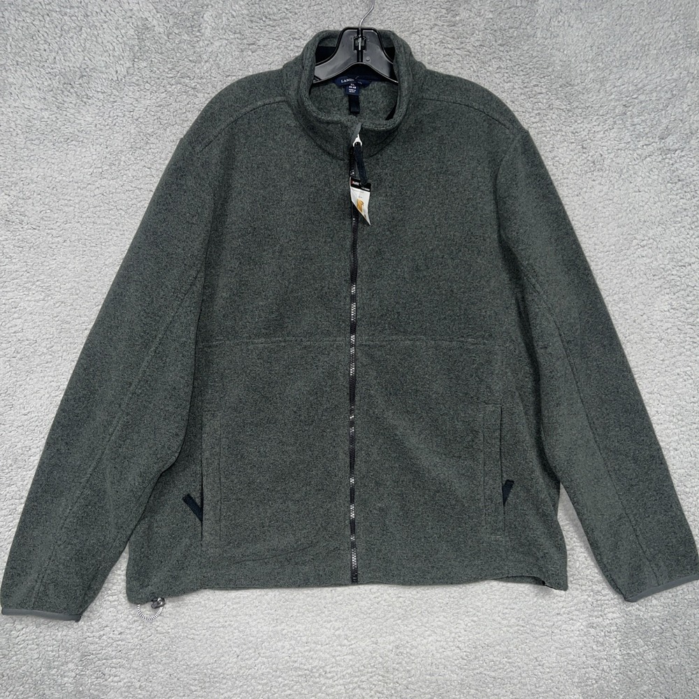 NWT Lands' End Fleece Jacket Men's Size XL Gray Polartec Aircore Full Zip Bomber
